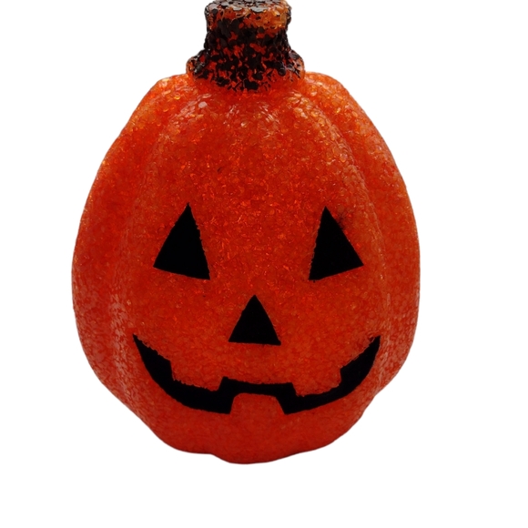 Vintage melted plastic 9.5" pumpkin or jack-o'-lantern. Halloween!Missing cord. - Picture 2 of 7
